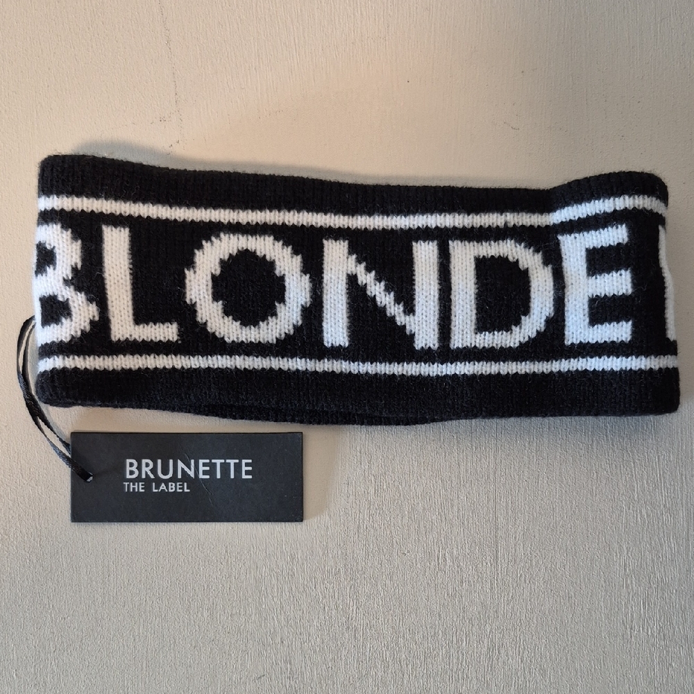 Brunette The Label Black & White 'BLONDE' Knit Headband